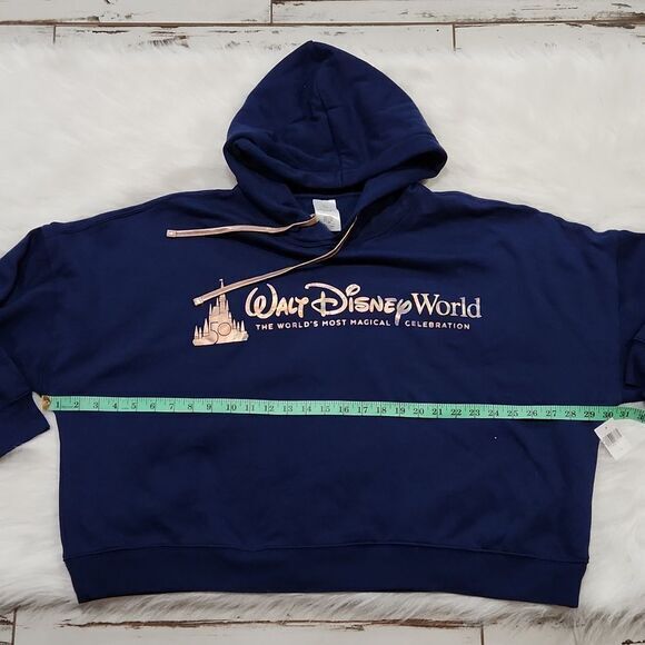 Walt Disney World NWT -817 50th Anniversary Navy Castle Crop Top Hoodie size 1X - Picture 7 of 9